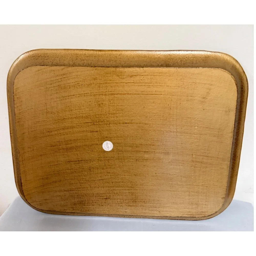 Vietri Serving Tray Large Good Italian Faux Bamboo Gold Leaf Gilt Serving Tray
